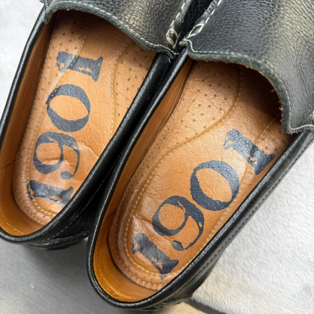 1901‎ Nordstrom Mens Black Pebbled Leather Driving Loafers Size 9.5 M12811